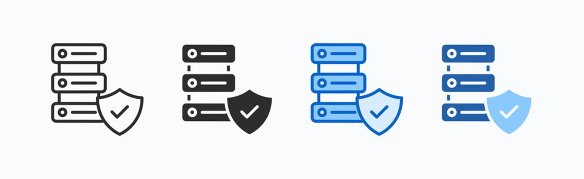 Secure Server Icon Sheet Multiple Style Collection Isolated Vector