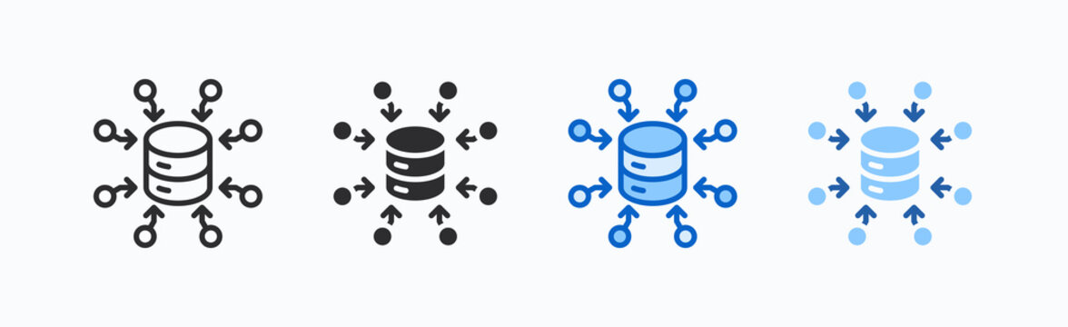 Data Aggregation Icon Sheet Multiple Style Collection Isolated Vector