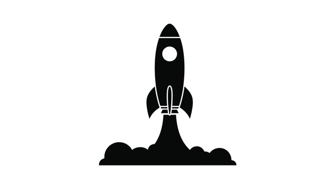 Rocket launch silhouette modern graphic for space exploration technology and innovation concepts