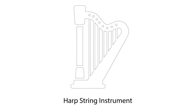 Harp string instrument outline vector icon