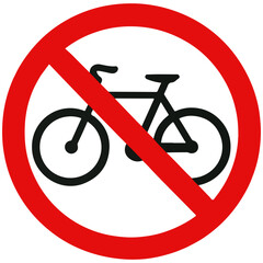 No cycling sign, red circle with bicycle prohibition © Sefat