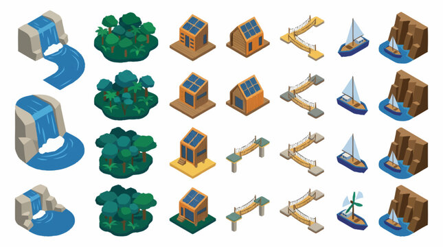 Collection of various 3D building and bridge models.