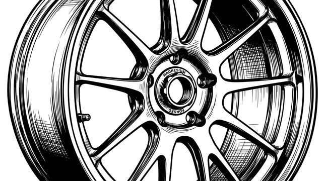 Closeup of car alloy wheel.