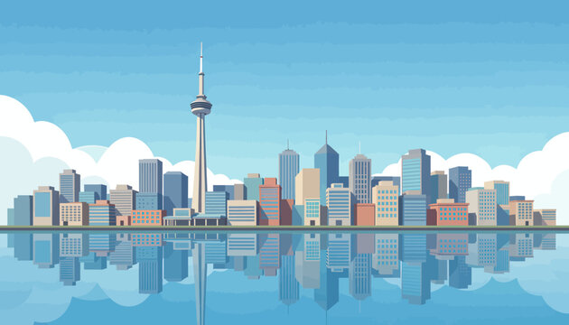 Modern City Skyline Panorama with Modern Skyscraper Architecture Illustration