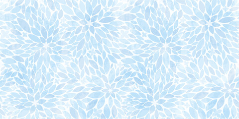 Calm floral watercolor seamless pattern, flowers and small leaves in blue tones, botanical print for wellness and spa. © Good Goods