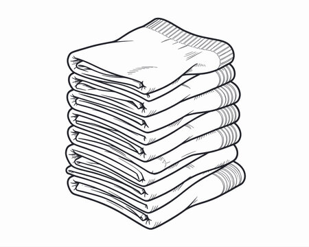 Stack of Folded Linen Textiles in a Clean Graphic Design Style