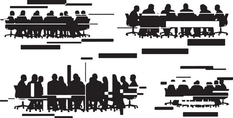 Obraz premium Silhouettes of people in a meeting setting