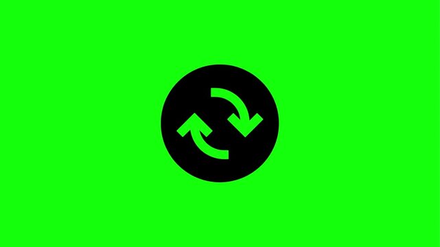 Animated refresh and reload loop arrow icons on a bright green screen background for web interface