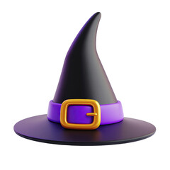 Fototapeta premium 3D Rendered Witch Hat with Purple Band and Gold Buckle