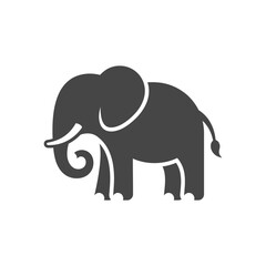 Fototapeta premium simple elephant silhouette with large ears and curved trunk