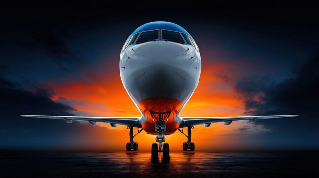 Majestic aircraft bathed in the glow of twilight