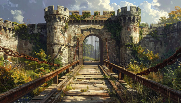 Ancient stone castle bridge