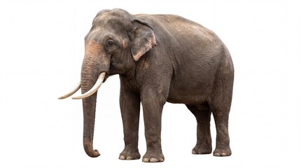 Fototapeta premium Majestic adult asian elephant standing tall and proud in this detailed animal photograph on white background