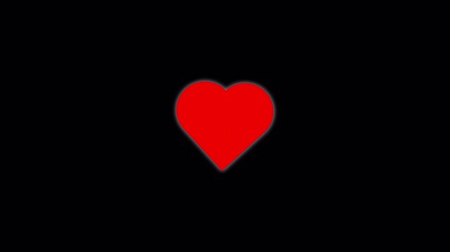 Red Heart Icon Transformation Animation from Outline to Solid Red Fill like Instagram Post on Black Screen 4k video