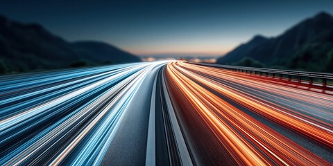 Obraz premium Dynamic light streaks convey movement and progress