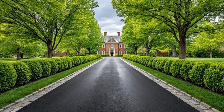 Elegant estate with tree lined drive