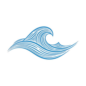 Stylized Blue Wave Crest with flowing Lines