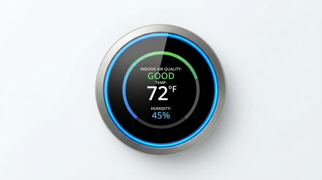 Perfect indoor air quality monitor shows temperature and humidity with sleek design for perfect air environment in modern homes