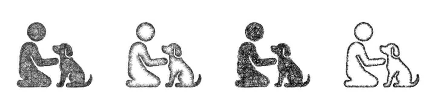 Sketch pet therapy icon design set