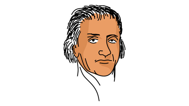 Thomas Jefferson portrait, color vector illustration