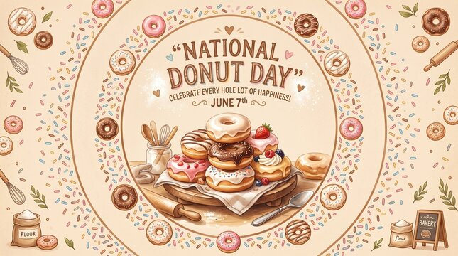 Delicious stack of assorted donuts for national donut day celebration