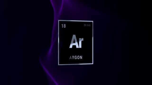 Argon Chemical Element Symbol on Dark Purple Background