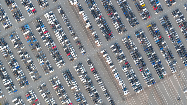 Car Leasing Company Fleet aerial.