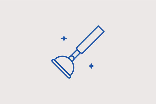 Toilet plunger line icon for plumbing repairs and bathroom maintenance. Practical vector illustration for emergency plumber services and DIY home repair blogs.