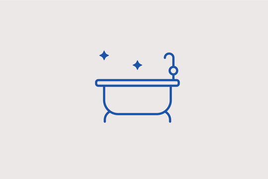 Bathtub with bubbles line icon for bathroom cleaning and plumbing services. Relaxing vector illustration for home renovation blogs and hotel housekeeping checklists.