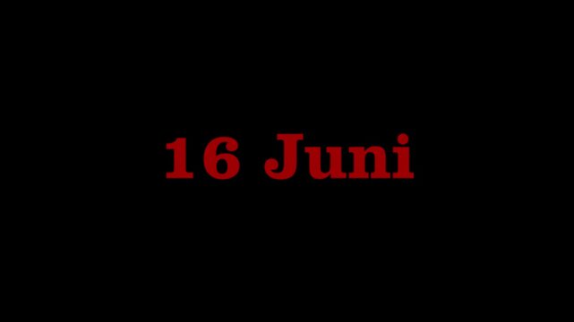 Date on black background with sparks.
