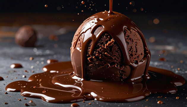 Close Up Chocolate Ice Cream and Chocolate Cake Dessert