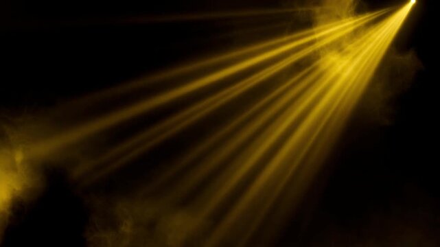 IMAX Macro of Golden Light Rays Piercing Through Smoke in Dark Abstract Space 4K