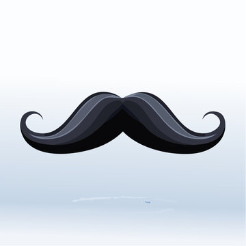 Stylized Black Handlebar Mustache with Swirling Ends