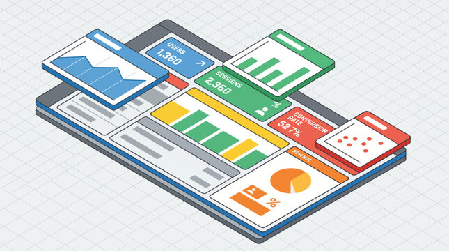 Digital dashboard displaying financial charts and graphs on a tablet device.