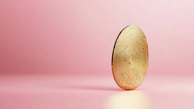 Golden textured egg on pink background with minimalist design elements