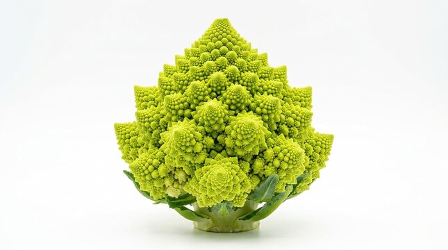 Romanesco broccoli vegetable, a natural fractal vegetable, isolated on white background