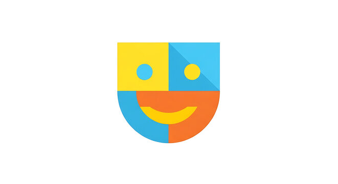Joyful abstract face icon with a smiley expression, representing happiness and positive emotions