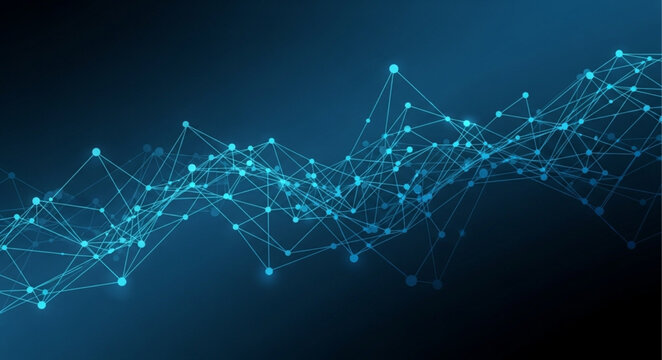 Abstract glowing network of interconnected nodes and lines.