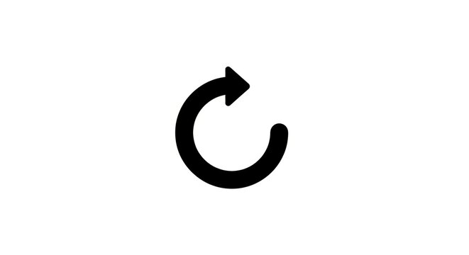 Black refresh arrow icon symbol.