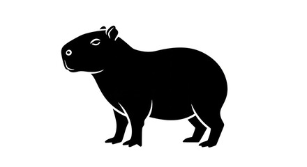 Obraz premium Black silhouette capybara standing profile.