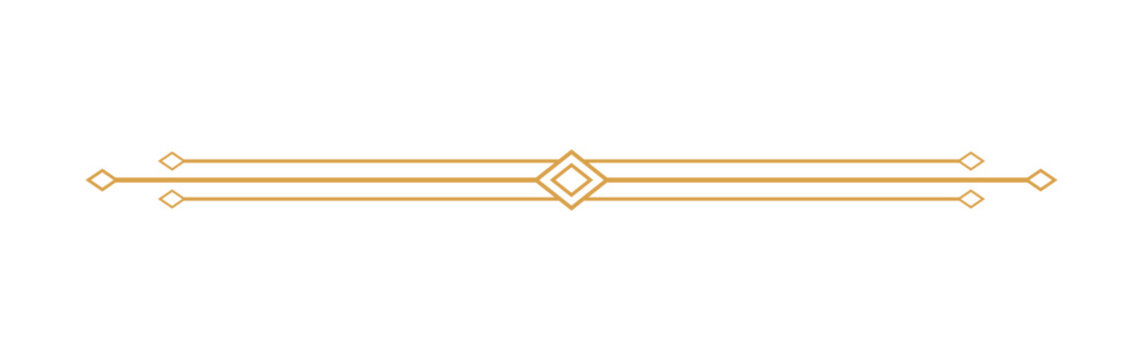 Elegant geometric divider line. Luxury gold ornamental separator. Minimal decorative border element. Modern art deco flourish design.