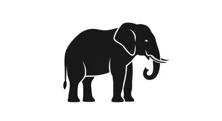 Obraz premium Black silhouette elephant icon animal.