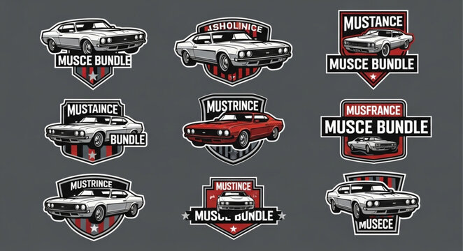 Collection of Mustang Car Emblems and Logos.