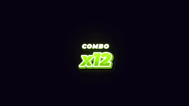 Neon green combo multiplier text showing times twelve with a glow effect on a black background for arcade gaming visuals