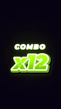 Combo multiplier text with a vibrant green glow and bold typography displaying a high score bonus in a dark gaming interface