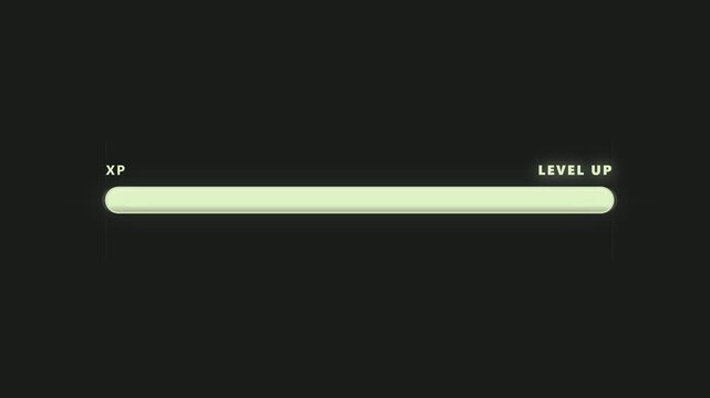 Horizontal experience bar showing progress with a subtle shimmer effect on a minimalist dark background for user onboarding