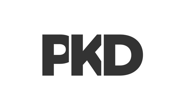 PKD logo design template with strong and modern bold text. Initial based vector logotype featuring simple and minimal typography. Trendy company identity.