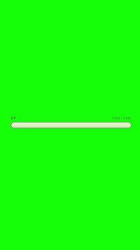 Experience points progress bar showing level advancement with a glowing highlight sweep on a green screen for video game editing and mobile app user interfaces