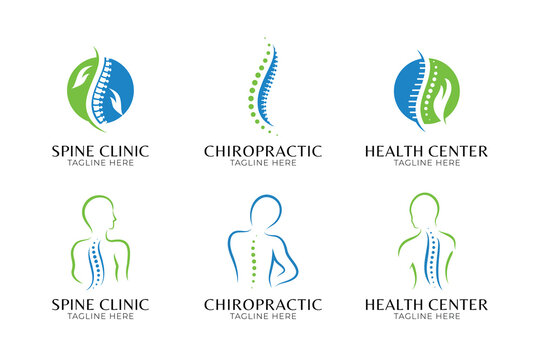 Chiropractic Spine Care and Medical Health Logo Set