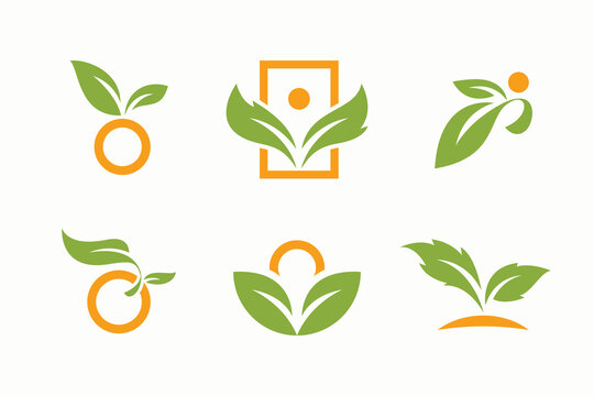 Eco-Friendly Green Leaf and Organic Circle Logo Collection